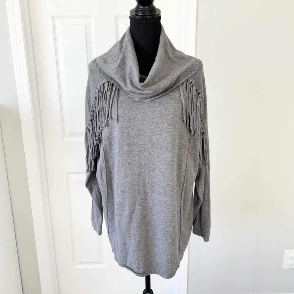 Love  & Legend Cowl Neck Fringe Sweater